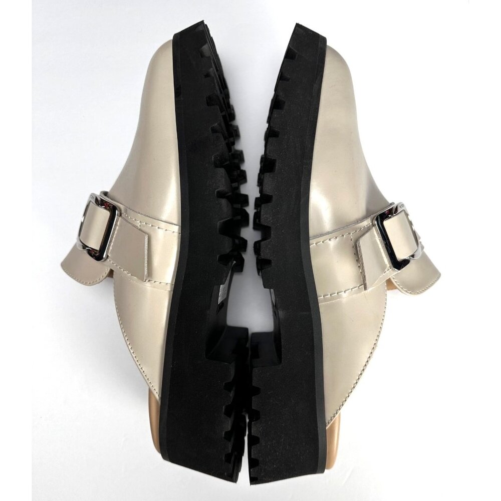 CLARKS Women's Stayso Free Shoes Ivory Leather Size 10 Mule Slip On Chunky Lug - Picture 7 of 12